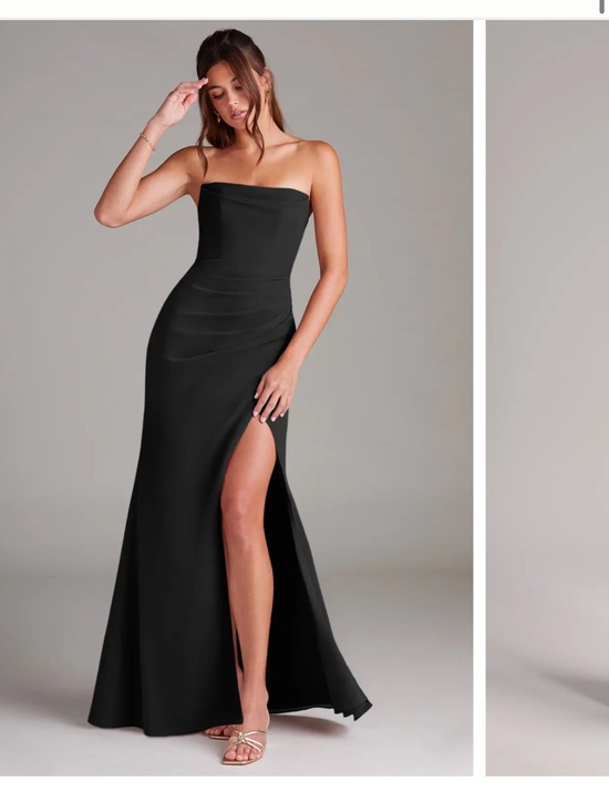 Azazie Dresses & Skirts - Azazie Leonis Bridesmaid Dress Strapless Black Evening Gown with Side Thigh Slit